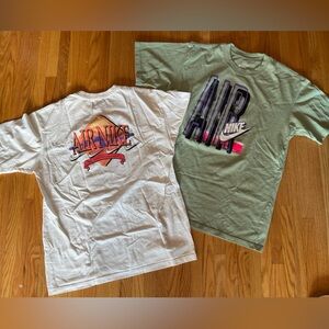 Nike White and Light Green Graphic Tees